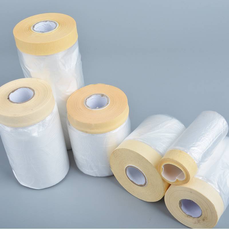 Automotive Paints Pe Paint Masking Film With Tape Pre-taped Masking Film